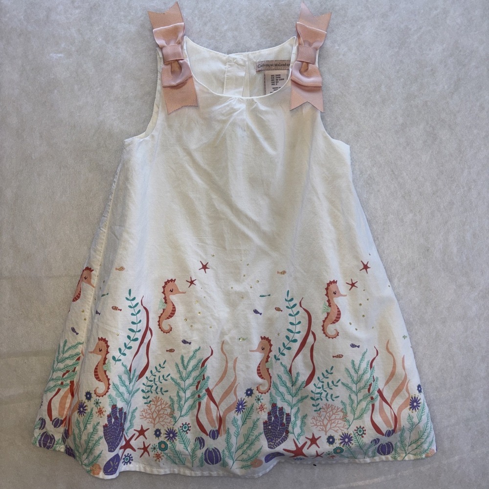 Catherine MaLandrino 24M Girls Summer Dress Nautical Ocean Scene Glitter